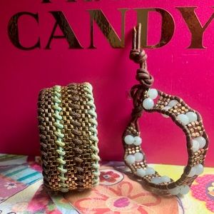🎁piedras y piel genuina, dos brazaletes  🎁#DOS